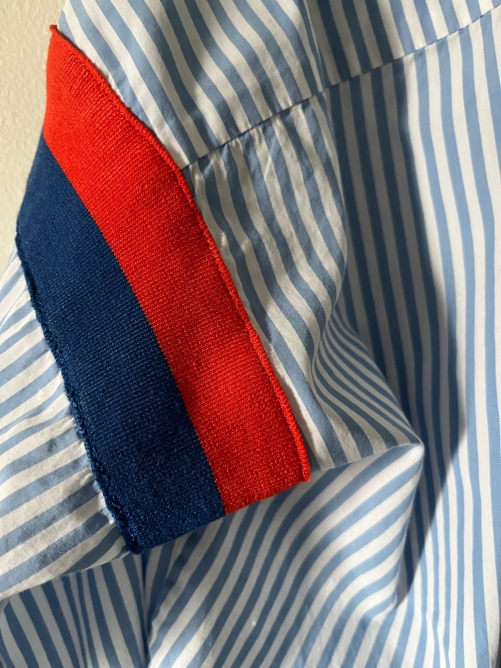 KULE Blue & White Stripe Nautical Preppy Popover Orange & Blue Knit Inserts S - Picture 6 of 9